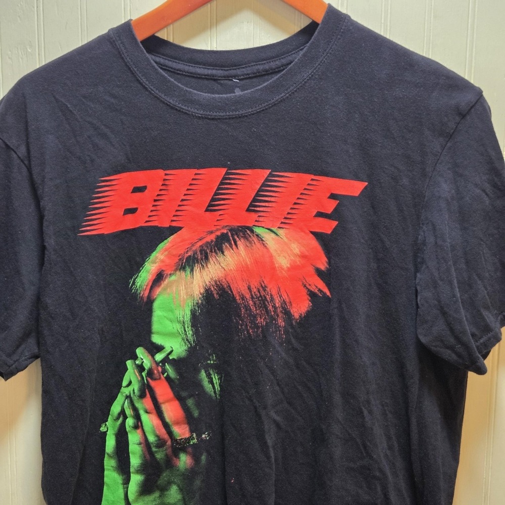 Billie Eilish Shirt Mens Large Black Praying Portrait Graphic Tagless Tee